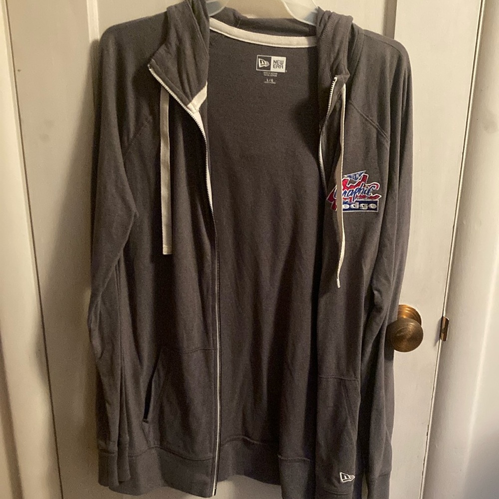 Gray Zip-Up Hoodie with Embroidered Logo